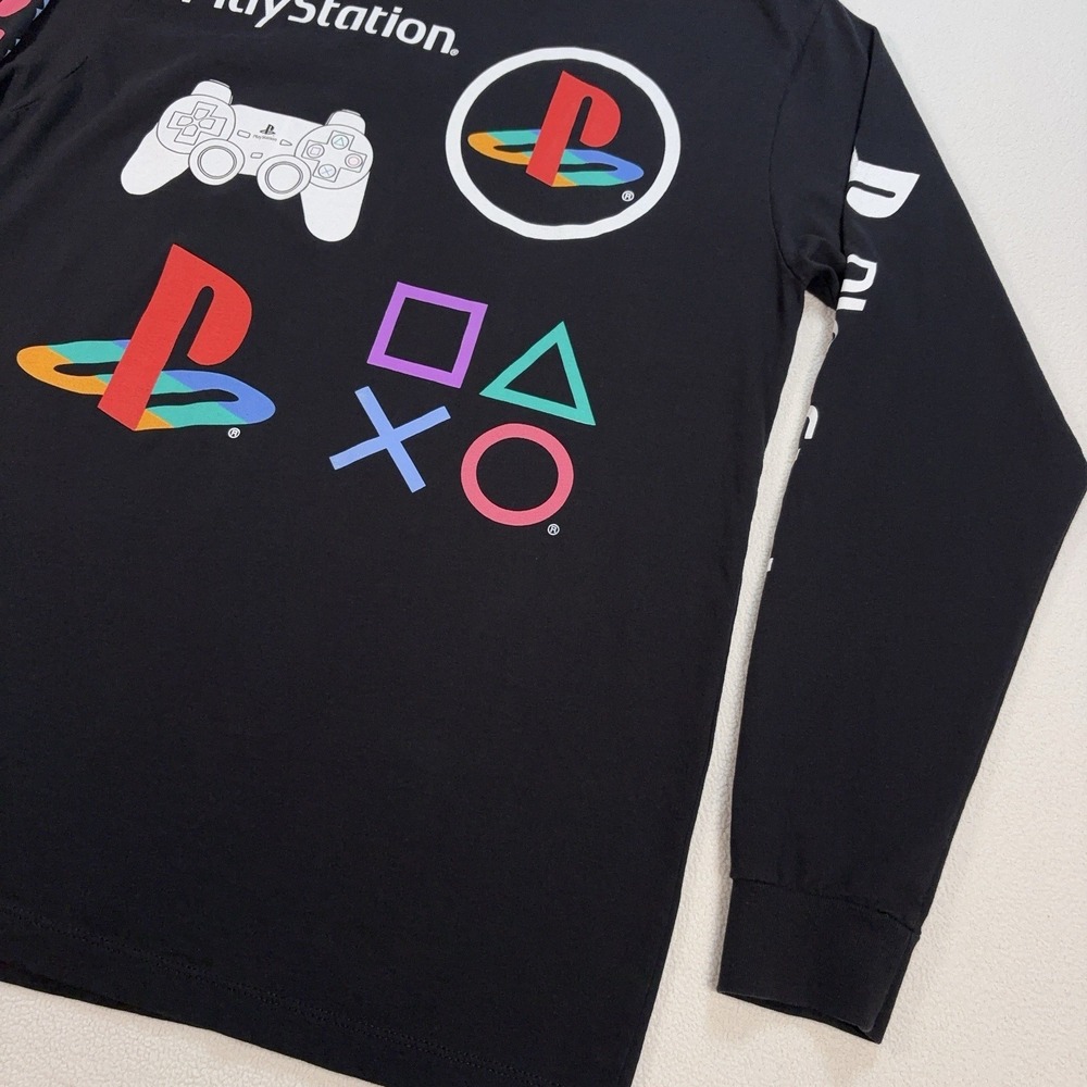 PlayStation Graphic T-Shirt M Black 100% Cotton Sony Video Game Y2K Spellout - Picture 5 of 16
